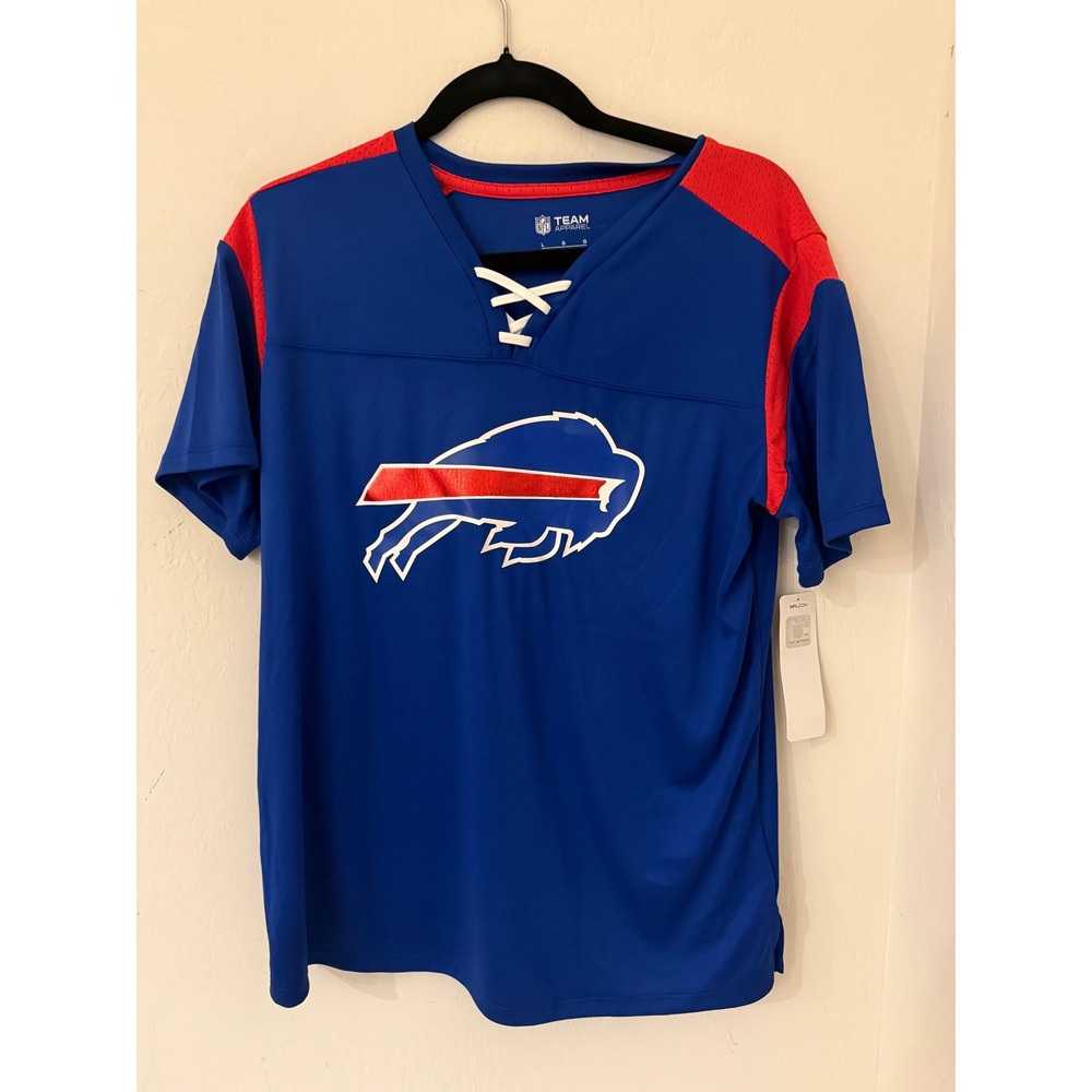 Women's NFL Team Apparel Buffalo Bills Lace-Up Jersey Shirt Size Large NWOT